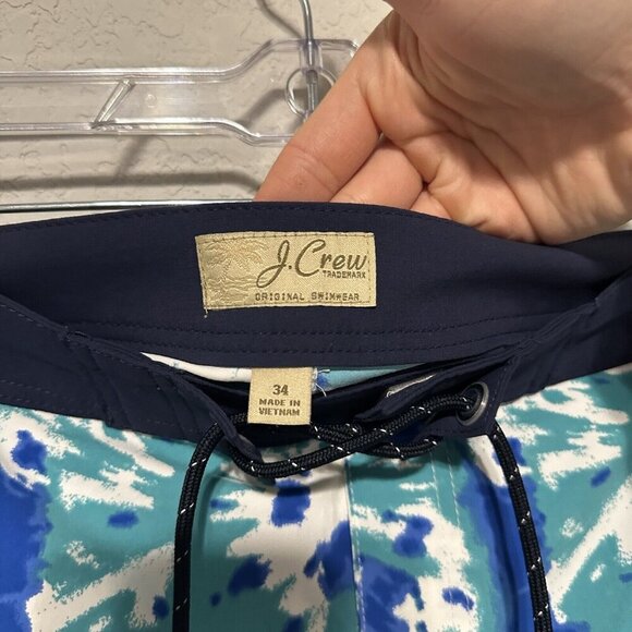 J. Crew Mens Tie Dye Blue Swim Trunks Size 34 Beach Vacation Summer - Picture 5 of 8